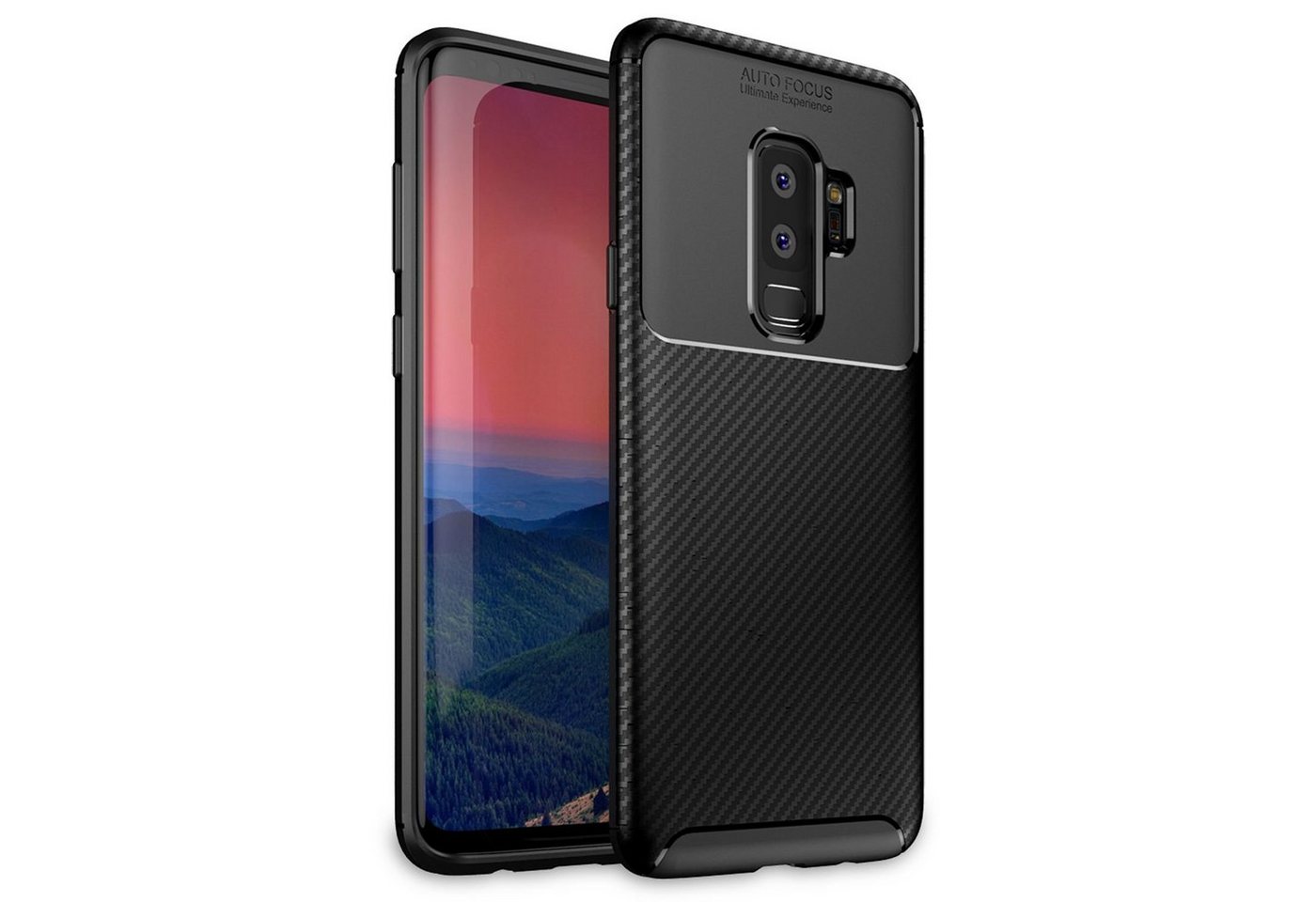 Nalia Smartphone-Hülle Samsung Galaxy S9 Plus, Carbon Look Silikon Hülle / Matt Schwarz / Rutschfest / Karbon Optik von Nalia