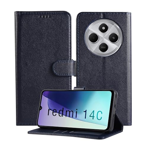 Namenand Handyhülle für Xiaomi Redmi 14C 4G Hülle, Premium Lederhülle Klappbar Flip Wallet Kartenfach Standfunktion Case Klapphülle Schutzhülle für Xiaomi Redmi 14C 4G (6.88") - Blau von Namenand