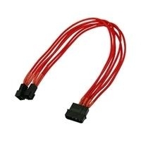 Nanoxia 4-Pin Molex auf 2 x 3-Pin Adapter - Spannungsversorgungs-Verl�ngerungskabel - Molex, 4-polig - 2 x Molex, 3-polig - Rot - 30cm - Einzelsleeve (900300015) von Nanoxia