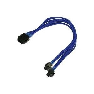 Nanoxia 8-Pin EPS Verl�ngerung - Spannungsversorgungs-Verl�ngerungskabel - 8-poliges Stromkabel (EPS12V) - 2 x 4-poliges Stromkabel (EPS12V) - 30 cm - Blau - Einzelsleeve von Nanoxia