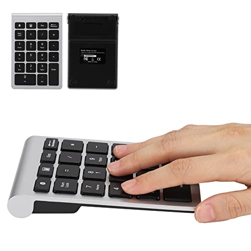 22 Tasten USB-Tastatur Numerisch, Nummernblock -Tastatur Numpad -Finanzbuchhaltung Wiederaufladbare Tastatur Numpad für Laptop Desktop PC Notebook (Silber Schwarz) von Naroote