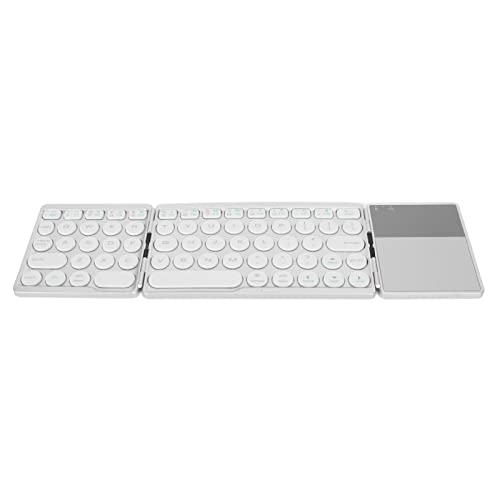 Naroote Faltbare Bluetooth-Tastatur mit Touchpad, Runde Faltbare Tastatur mit Touchpad, Universelle 140 MAh Kabellose 64-Tasten-Klapptastatur für PC (Silver) von Naroote