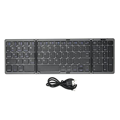 Naroote Faltbare Tastatur mit Touchpad, 81 Tasten, Batteriebetrieben, Typ-C-Schnittstelle, Bluetooth-Tastatur Im Taschenformat, Faltbare Bluetooth-Tastatur mit Zifferntasten, Faltbare von Naroote