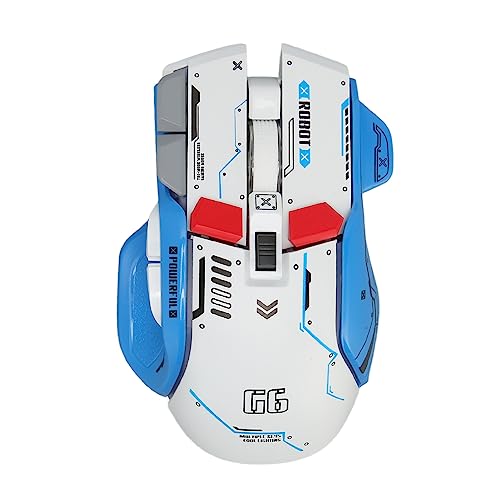 Naroote Gaming-Maus, 2,4 G, Kabelgebunden, Bluetooth, 3 Modi, 5 Einstellbare DPI, Gaming-Maus, Gaming-Geräte mit 11 RGB-Licht für Windows für Android für (White) von Naroote