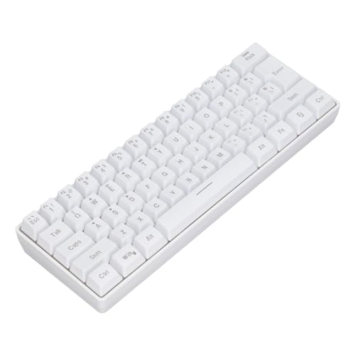 Naroote Gaming-Tastatur 60 Prozent, Teclado Gamer 3-Modus-Tastatur, Geräuschlos, 61 Tasten, 2,4 G Kabellose -Tastatur mit RGB-Hintergrundbeleuchtung für Laptop, Telefon, Tablet (White) von Naroote