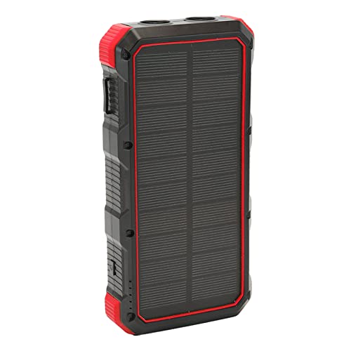 Solar-Handy-Powerbank, Solar-Ladegerät, Tragbar, Schnellladung, ABS, 36800 MAh, mit LED-Licht für Camping (Rot) von Naroote