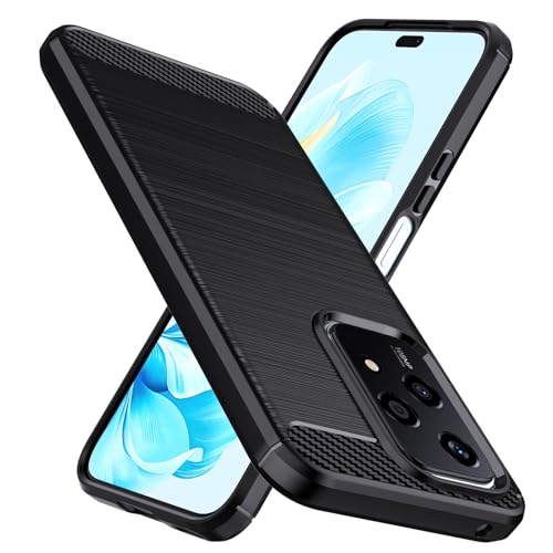 Natbok für Honor 200 Lite 5G Hülle, Weiches TPU Stoßdämpfung Handyhülle für Honor 200 Lite Case, Kohlefaser Design Dünne SchutzHülle, Anti-Rutsch, Kratzfeste Honor 200 Lite Hülle,Schwarz von Natbok