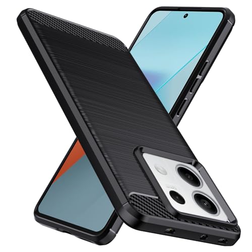 Natbok fur Xiaomi Redmi Note 13 Pro 5G/Poco X6 5G Hulle, Weiches TPU Stoßdämpfung HandyHulle fur Redmi Note 13 Pro Case, Kohlefaser Design Dünne Hulle, Anti-Rutsch, Kratzfeste Poco X6 5G Hulle,Schwarz von Natbok