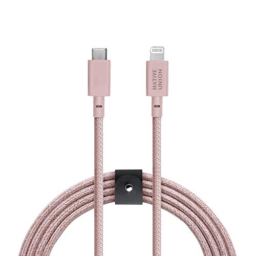 Native Union Belt Cable USB-C auf Lightning – 10ft Ultrastarkes, Verstärktes Kabel [MFi-Zertifiziert] kompatibel mit iPhone 14, iPhone 14 Plus, iPhone 14 Pro, iPhone 14 Pro Max, iPhone 13 (Rose) von Native Union