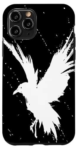 Hülle für iPhone 11 Pro Rabe Krähe schwarzer Vogel Tier Kim Diaz Holm Kunst Tusche von NattWorld