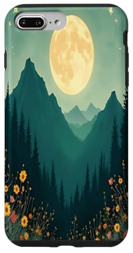 Vintage Moon Mountain Floral Nature Ästhetische Kunst Hülle für iPhone 7 Plus/8 Plus von Nature Lover Aesthetic Boho Outdoor Adventure Gift