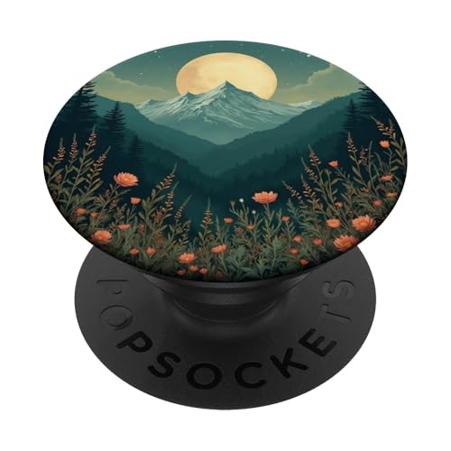 Vintage Moon Mountain Floral Nature Ästhetische Kunst PopSockets Klebender PopGrip von Nature Lover Aesthetic Boho Outdoor Adventure Gift