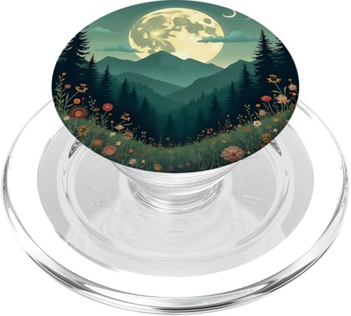 Vintage Moon Mountain Floral Nature Ästhetische Kunst PopSockets PopGrip für MagSafe von Nature Lover Aesthetic Boho Outdoor Adventure Gift