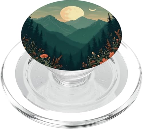 Vintage Moon Mountain Floral Nature Ästhetische Kunst PopSockets PopGrip für MagSafe von Nature Lover Aesthetic Boho Outdoor Adventure Gift