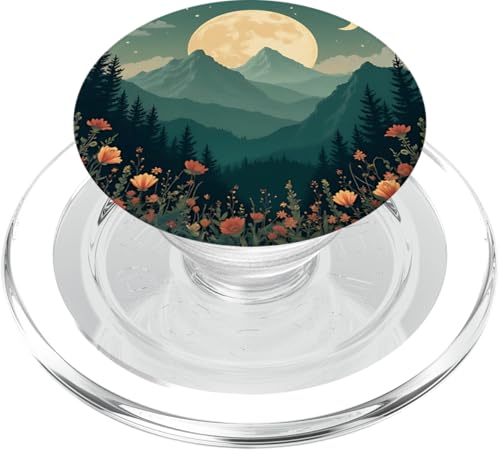 Vintage Moon Mountain Floral Nature Ästhetische Kunst PopSockets PopGrip für MagSafe von Nature Lover Aesthetic Boho Outdoor Adventure Gift