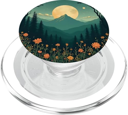 Vintage Moon Mountain Floral Nature Ästhetische Kunst PopSockets PopGrip für MagSafe von Nature Lover Aesthetic Boho Outdoor Adventure Gift