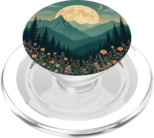 Vintage Moon Mountain Floral Nature Ästhetische Kunst PopSockets PopGrip für MagSafe von Nature Lover Aesthetic Boho Outdoor Adventure Gift