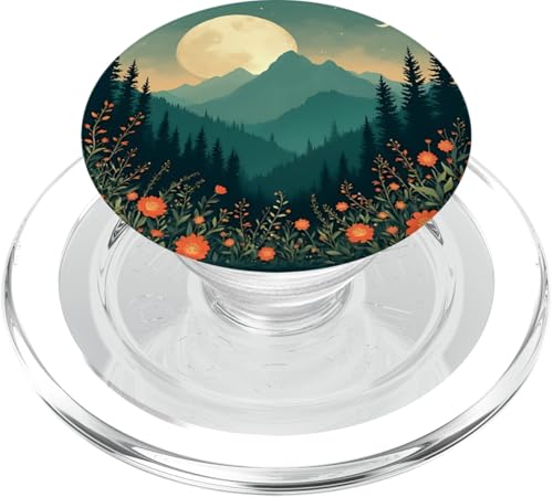 Vintage Moon Mountain Floral Nature Ästhetische Kunst PopSockets PopGrip für MagSafe von Nature Lover Aesthetic Boho Outdoor Adventure Gift