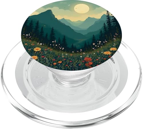 Vintage Moon Mountain Floral Nature Ästhetische Kunst PopSockets PopGrip für MagSafe von Nature Lover Aesthetic Boho Outdoor Adventure Gift