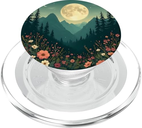 Vintage Moon Mountain Floral Nature Ästhetische Kunst PopSockets PopGrip für MagSafe von Nature Lover Aesthetic Boho Outdoor Adventure Gift