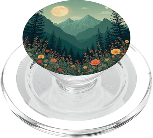 Vintage Moon Mountain Floral Nature Ästhetische Kunst PopSockets PopGrip für MagSafe von Nature Lover Aesthetic Boho Outdoor Adventure Gift