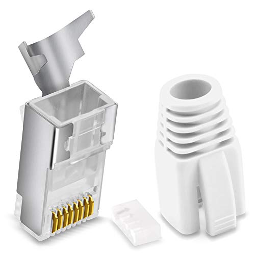 CAT 7 CAT 6 CAT 6A Netzwerkstecker RJ45 Netzwerk Stecker vergoldete Kontakte Knickschutz Tülle Orange, Menge:1 Stück, Farbe:Weiß CAT 7 CAT 6 CAT 6A Netzwerkstecker RJ45 Netzwerk Stecker vergoldete Kontakte Knickschutz Tülle Orange, Menge:1 Stück, Farbe:Weiß von NAUCI