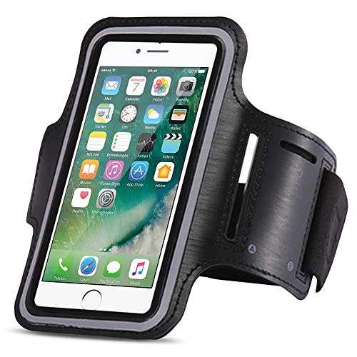 NAUCI Jogging Tasche kompatibel für Apple iPhone Handy Hülle Sportarmband Fitnesstasche Lauf Case, Farben:Schwarz, Smartphone:iPhone 11 von NAUCI