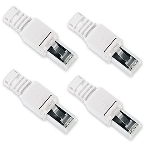 4X Netzwerk Stecker RJ45 Cat6a Cat6 Cat7 Cat5 LAN Kabel werkzeuglos Netzwerkstecker ohne Werkzeug werkzeugfrei Crimpstecker für Patchkabel Netzwerkkabel von Nauci