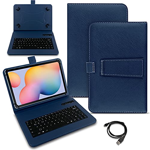 Naukita Schutzhülle QWERTZ Bluetooth Tastatur kompatibel für Samsung Galaxy Tab A8 10.5 Hülle Cover Tablet Tasche Case Keyboard kabellos Ultra deutsches Layout, Farben:Blau von Naukita