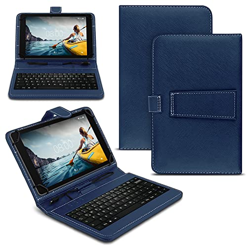 Naukita Tablet Hülle kompatibel mit Medion Lifetab E Serie 10 10.1 Zoll Tasche Tastatur Schutzhülle, Farben:Blau, Tablet:Medion Lifetab E10412 von Naukita