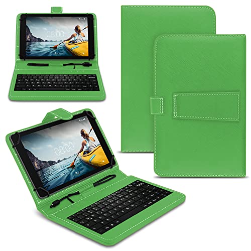 Naukita Tablet Hülle kompatibel mit Medion Lifetab E Serie 10 10.1 Zoll Tasche Tastatur Schutzhülle, Farben:Grün, Tablet:Medion Lifetab E10530 von Naukita