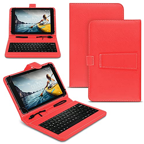 Naukita Tablet Hülle kompatibel mit Medion Lifetab E Serie 10 10.1 Zoll Tasche Tastatur Schutzhülle, Farben:Rot, Tablet:Medion Lifetab E10802 von Naukita