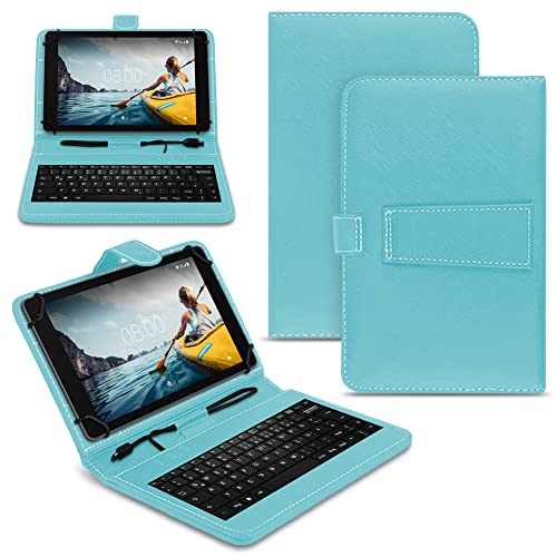 Naukita Tablet Hülle kompatibel mit Medion Lifetab E Serie 10 10.1 Zoll Tasche Tastatur Schutzhülle, Farben:Türkis, Tablet:Medion Lifetab E10802 von Naukita