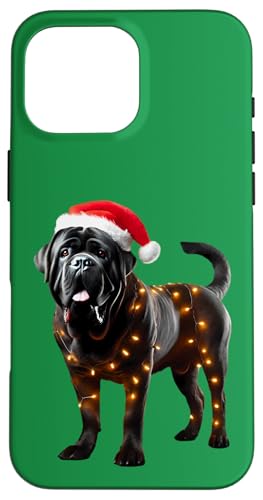 Hülle für iPhone 16 Pro Max Neapolitanischer Mastiff, Weihnachtsmannmütze, Weihnachtsbeleuchtung, Hundebesitzer, Mutter von Neapolitan Mastiff Christmas Products