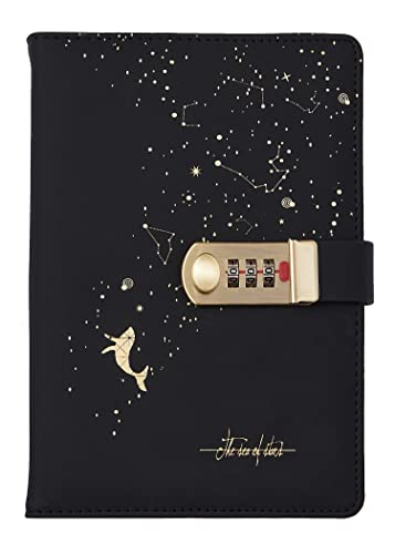 NectaRoy A5 Travel Journal with Lock(the Sea of Star), PU Leather Password Notebook, Lockable Diary Planner Agenda for Office School Supplies Student Stationery Birthday Gift, 215x145mm von NectaRoy