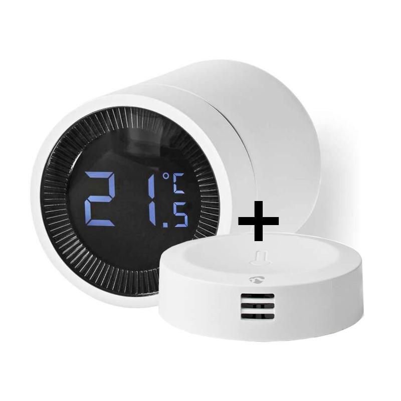 Bundle Nedis Thermostat ZBHTR10WT + Smart Klimasensor ZBSC10WT Zigbee 3.0 | Batteriebetrieben | LCD-Anzeige | Android™ / IOS von Nedis