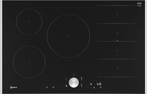 NEFF T68TTV4L0 Induktionskochfeld N90, autarkes Glaskeramik-Kochfeld 80 cm breit, Twist Pad, Flex Induction, Home Connect, Smart Hood Automatic, aufliegend, Schwarz von Neff