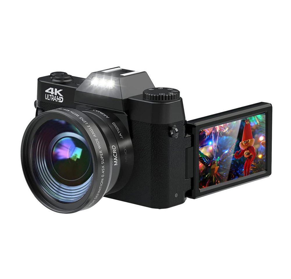 HT R10 Kompaktkamera (48 MP, WLAN (Wi-Fi), 4K Digitalkamera 16X Digitalzoom Fotokamera mit Weitwinkel+Macro Linse) von HT