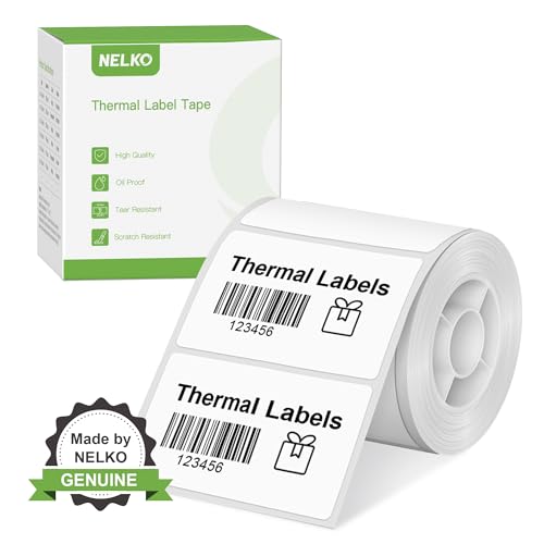 Thermo-Etiketten für Nelko PM220 Etikettendrucker, 50 x 30 mm, Thermo-Aufkleber-Etikett, wasserdicht, Mehrzweck-Etikettenband, 1 Rolle mit 230 selbstklebenden Thermopapier (weiß) von Nelko