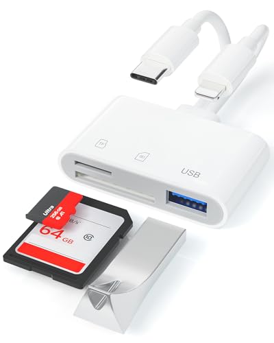 SD Kartenleser für iPhone 15, USB C Kartenleser Dual Kartensteckplatz Speicherkartenleser USB OTG Adapter für iPhone SD Kartenleser Geräte mit TF & SD Kartensteckplätzen, unterstützt SDHC/SDXC/MMC von Neoiteck