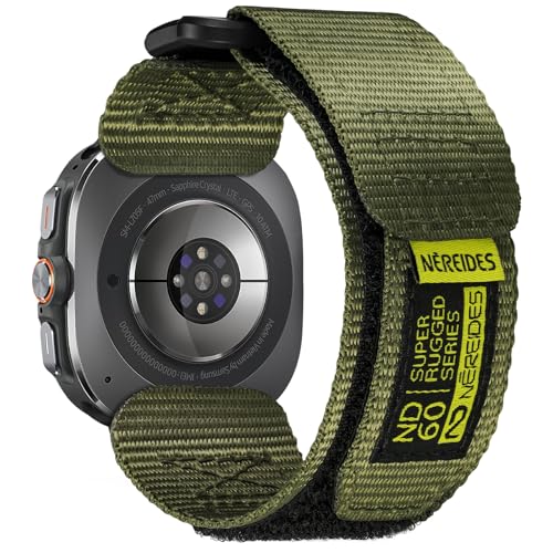 Armband Kompatibel mit Samsung Galaxy Watch Ultra 47mm(2024) für Männer Frauen, Robustes Nylon Woven Loop Armband für Samsung Galaxy Watch Ultra Armband (Grün) von Nereides