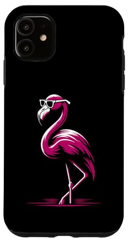 Hülle für iPhone 11 Pink Flamingo in Brille Herren Damen Kinder Lustiger Flamingo von Nerrrdy