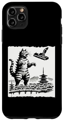 Hülle für iPhone 11 Pro Max Katze Kaiju Catzilla gegen Staubsauger Japanische lustige Katze von Nerrrdy