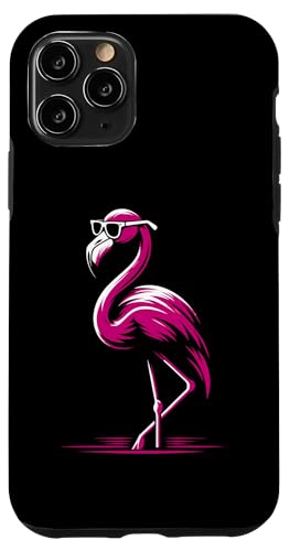 Hülle für iPhone 11 Pro Pink Flamingo in Brille Herren Damen Kinder Lustiger Flamingo von Nerrrdy