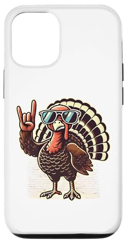 Hülle für iPhone 15 Pro Retro Truthahn in Sonnenbrille Herren Damen Kinder Lustig Thanksgiving von Nerrrdy