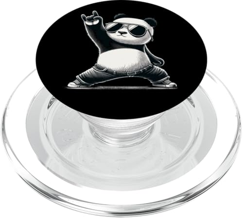 Retro Panda Rock Musik Geschenk Männer Kinder Frauen Lustiger Panda PopSockets PopGrip für MagSafe von Nerrrdy