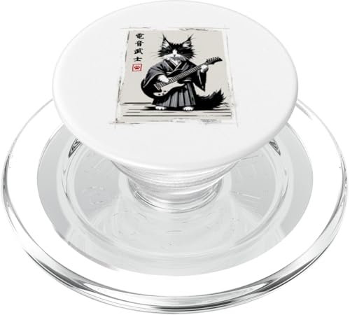 Samurai Japanische Kawaii Rockmusik Männer Kinder Frauen Katze Gitarre PopSockets PopGrip für MagSafe von Nerrrdy