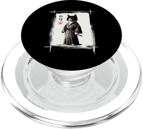 Samurai Katze Japanische Kunst Sumi-e Neuheit Kawaii Lustige Katze PopSockets PopGrip für MagSafe von Nerrrdy