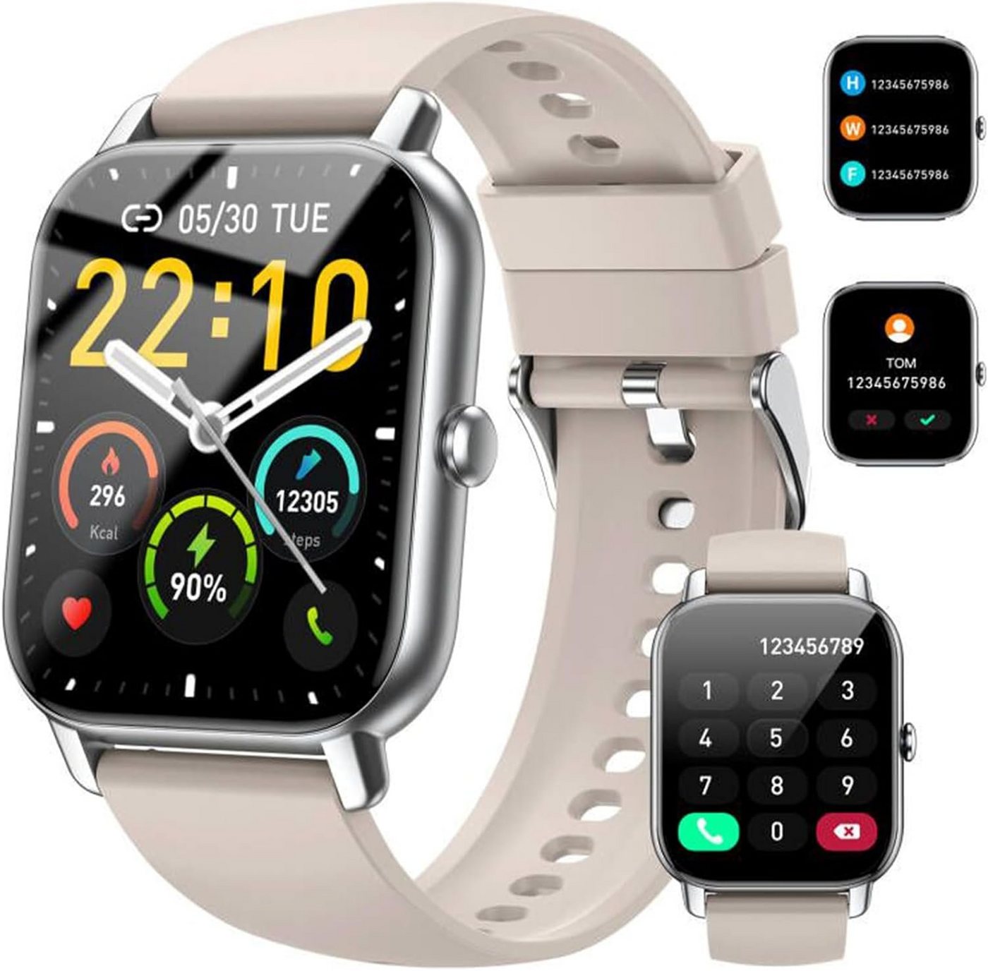 Nerunsa Smartwatch (1,85 Zoll, Android iOS), mit Telefonfunktion 110+ Sportmodi Fitnessuhr mit IP68 Wasserdicht Uhr von Nerunsa