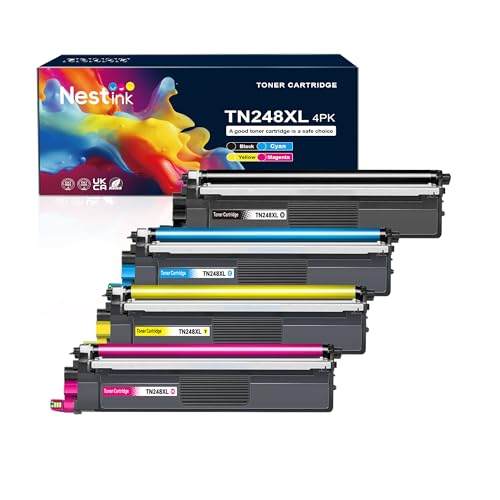 Nestink TN248 TN248XL Toner, Kompatible für Brother MFC-L3740CDW MFC-L3760CDW, für HL-L3220CWE DCP-L3560CDW HL-L3240CDW MFC-L8390CDW MFC-L3740CDW MFC-L8340CDW DCP-L3520CDW Drucker (4er-Pack, XL TN248) von Nestink